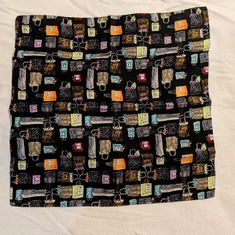Vintage Nicole Miller Silk Scarf - Let's Go Shopping 1997